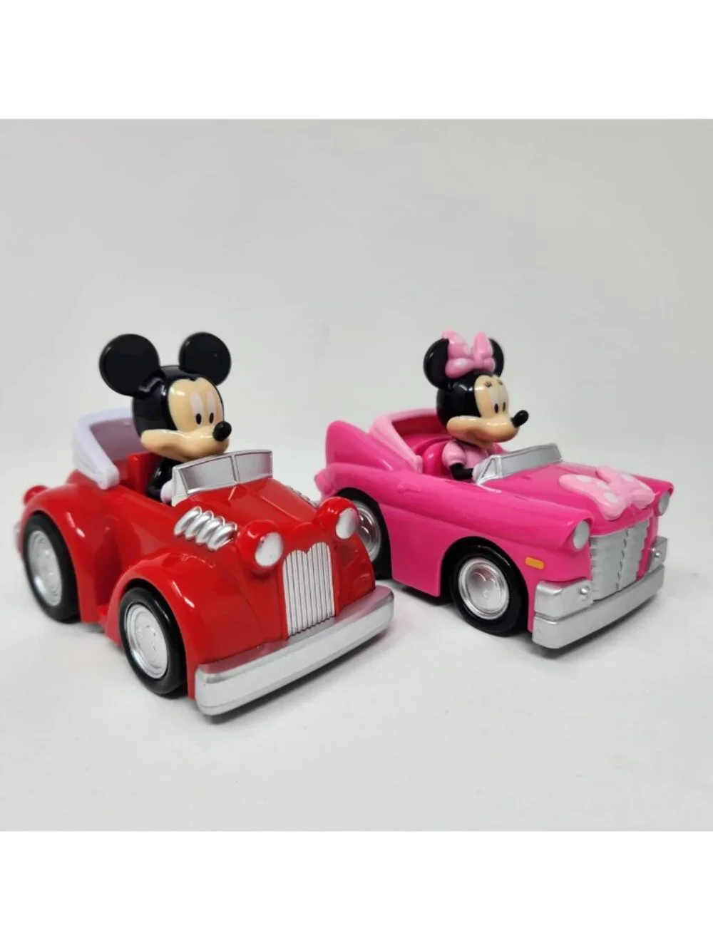Disney Jr Minnie Mouse and Mickey Mouse pull-back Toy Cars, Vintage Roadster